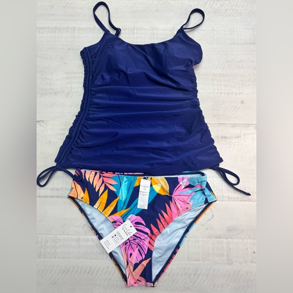 Cupshe Other - Cupshe Super Bloom Square Neck Tankini Top & Vibrant Plants Retro Bottoms Set